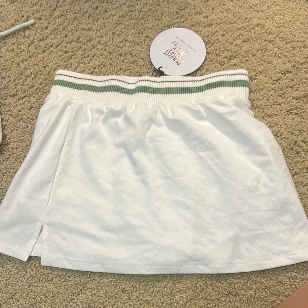 Princess Polly White Skirt with Green Accent